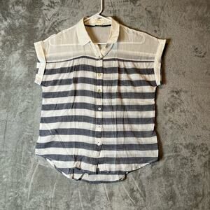 Hei Hei Anthropologie Perpignan Sz Small 100% Cotton Striped Button Front Blouse